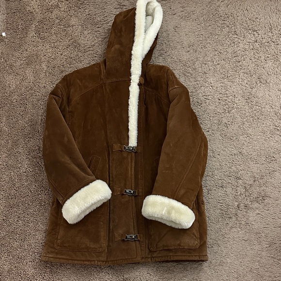 Vintage Gallery Brown Sued Leather Jacket with Cream Accents - Picture 2 of 11